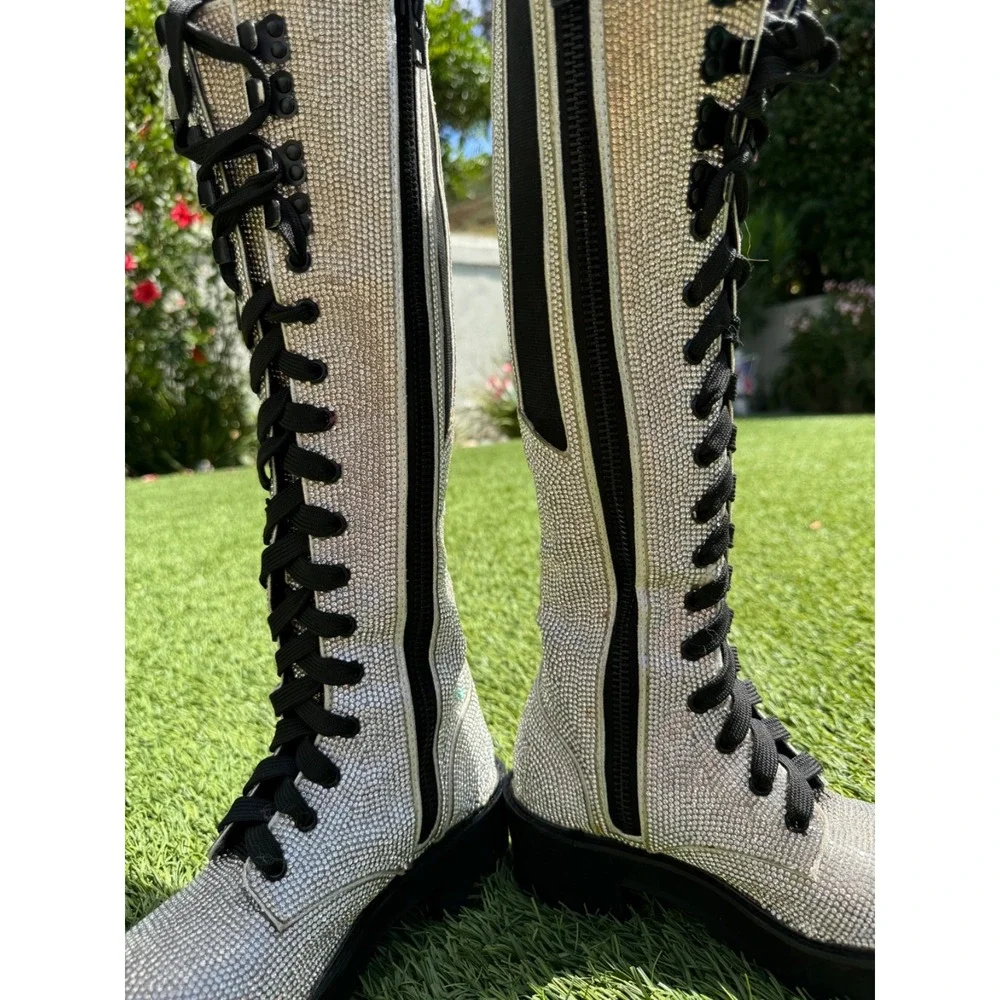 Club Exx Knee High Rhinestone Boots From Dolls Kill Size 5M